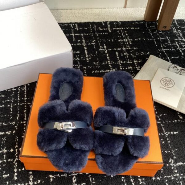 Pantofole Hermes Teddy Fur in lana di agnello di alta qualità, morbide e comode (40 41, realizzate su ordinazione, nessun reso o cambio) (FPFG5)