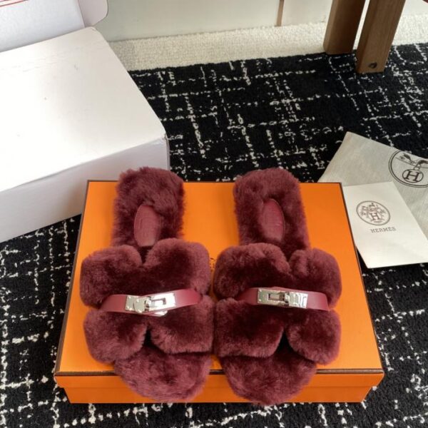 Pantofole Hermes Teddy Fur di alta qualità, morbide e comode, in lana d'agnello (40 41, realizzate su ordinazione, nessun reso o cambio) (QQ44K)