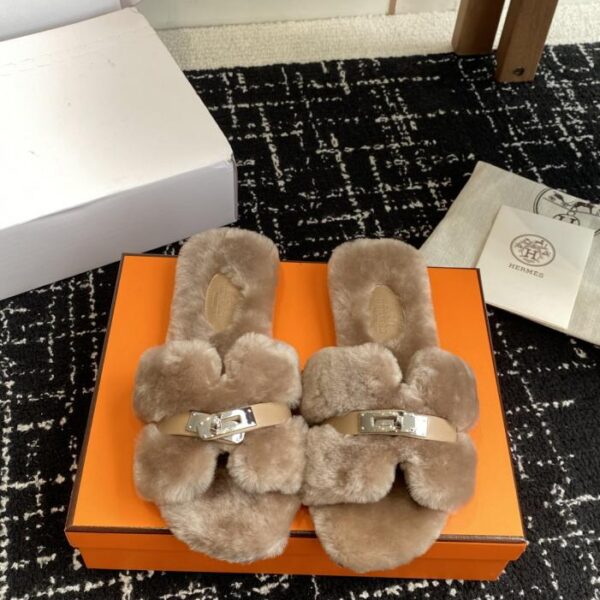 Pantofole Hermes Teddy Fur in lana di agnello di alta qualità, morbide e comode (40 41 realizzate su ordinazione, nessun reso o cambio) (ZBLAD)