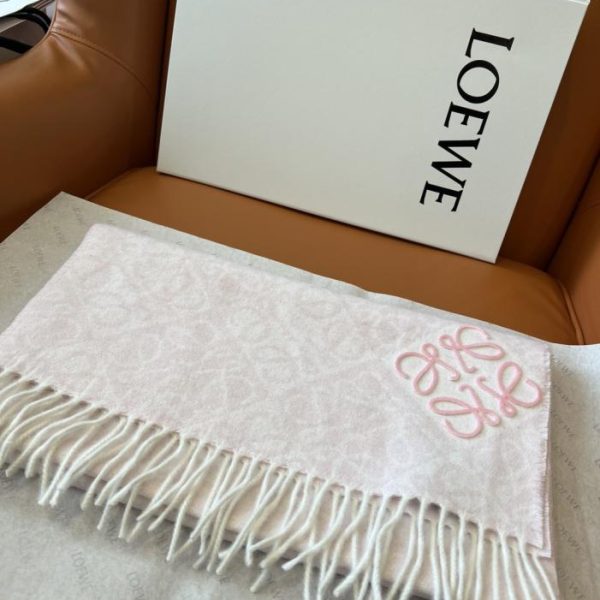 repliche,replica,perfette,siti di,affidabili,migliori siti,dove comprare,1:1,scarpe da ginnastica Sciarpa Loewe double-face in lana e cashmere con rifiniture angolari e logo ricamato Anagram (7S9U3)