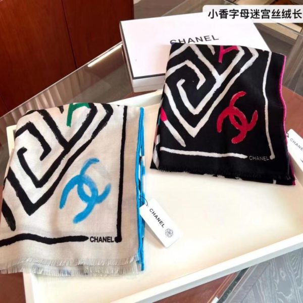 【Sciarpa Chanel Alphabet Maze in velluto】Sciarpa lunga in cashmere (INIZ2)