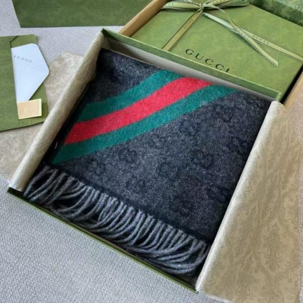 repliche,replica,perfette,siti di,affidabili,migliori siti,dove comprare,1:1,scarpe da ginnastica GUCCI Nuova sciarpa lunga unisex, bianco sporco, jacquard con doppia G (F7DBX)