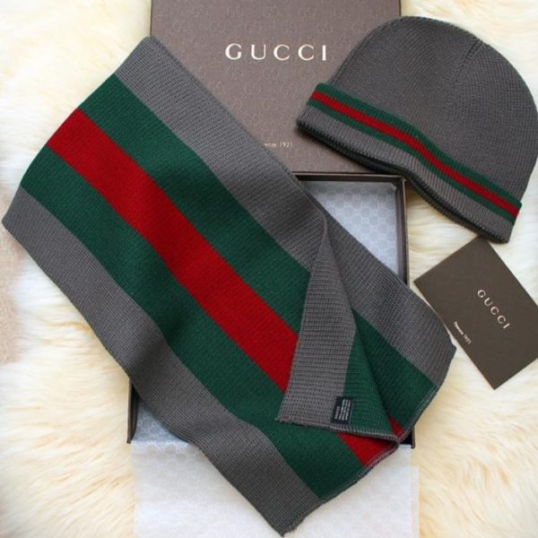 repliche,replica,perfette,siti di,affidabili,migliori siti,dove comprare,1:1,scarpe da ginnastica RGC1606 Set sciarpa e cappello in lana a righe rosse e verdi Gucci Classic (Z95RT) in 3 colori