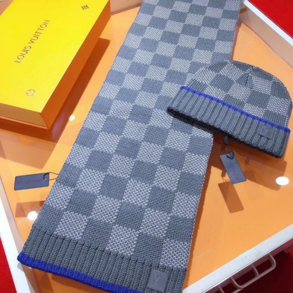repliche,replica,perfette,siti di,affidabili,migliori siti,dove comprare,1:1,scarpe da ginnastica RLV1955 [Set Premium] Sciarpa e cappello in cashmere Damier spesso LV, extra caldi e comodi, 100% cashmere (BWM5I)