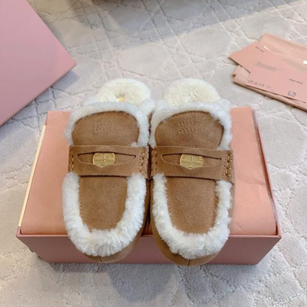 repliche,replica,perfette,siti di,affidabili,migliori siti,dove comprare,1:1,scarpe da ginnastica Mocassini piatti foderati in lana MIUMIU (K4CTV)