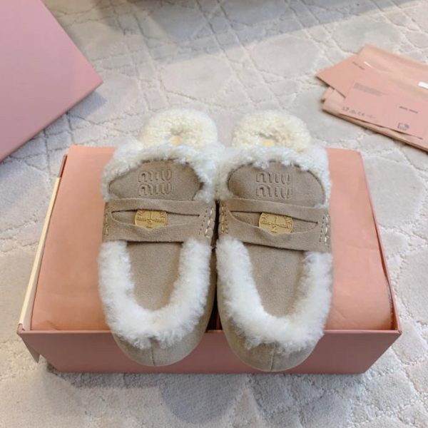 repliche,replica,perfette,siti di,affidabili,migliori siti,dove comprare,1:1,scarpe da ginnastica Mocassini piatti foderati in lana MIUMIU (KE3W0)
