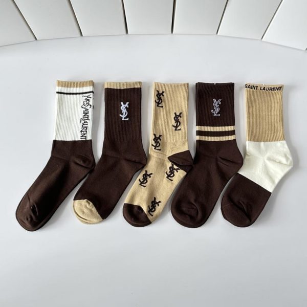 repliche,replica,perfette,siti di,affidabili,migliori siti,dove comprare,1:1,scarpe da ginnastica Calzini di media lunghezza Saint Laurent, 5 paia per scatola (4R2AB)