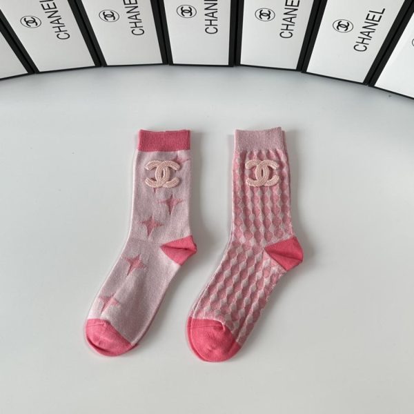 repliche,replica,perfette,siti di,affidabili,migliori siti,dove comprare,1:1,scarpe da ginnastica I nuovi calzini alla moda di Chanel, di media lunghezza, due paia per scatola (AYZCL)