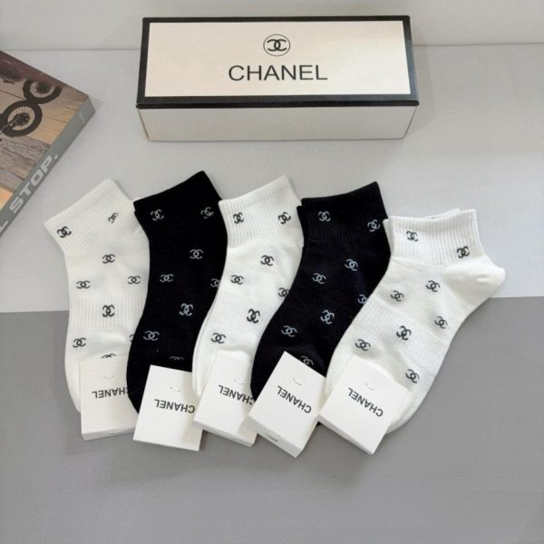 repliche,replica,perfette,siti di,affidabili,migliori siti,dove comprare,1:1,scarpe da ginnastica (5 paia per scatola) Calzini da barca classici Chanel, puro cotone di alta qualità, materiale morbido (09UOI)