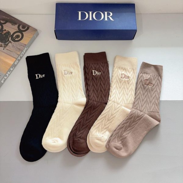 (5 paia per scatola) Le nuove calze classiche con logo ricamato di Dior! Stesso stile di quelle in boutique (25251)