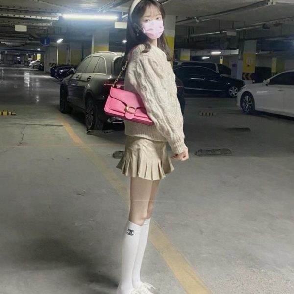 [Un paio per scatola] Calzini lunghi fino al ginocchio in puro cotone con logo Chanel Classic Double C (JIYF2)