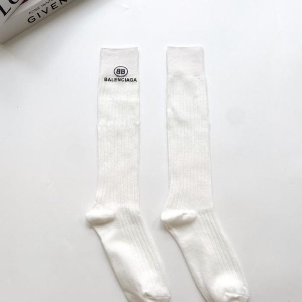 [Un paio per scatola] Calzini lunghi fino al ginocchio in cotone con logo classico Balenciaga (XM8C7)