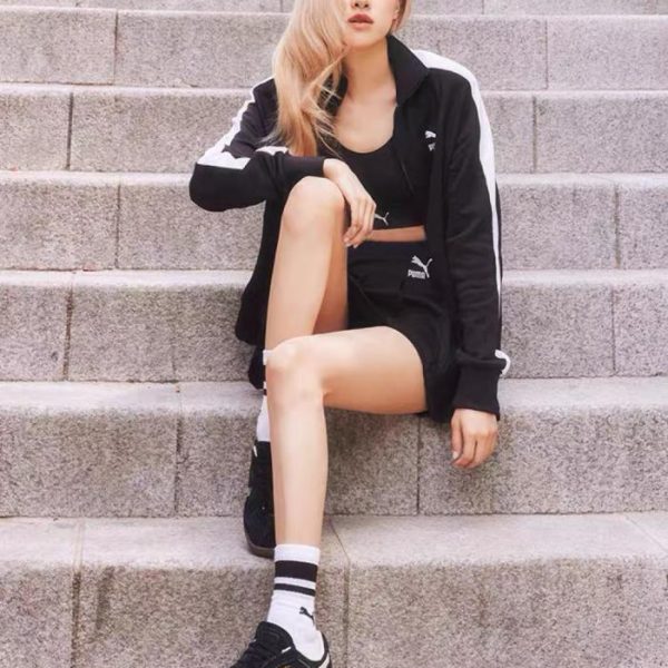 [5 paia per scatola] Calzini alti in puro cotone con logo classico Puma Celebrity Style (1TN5B)