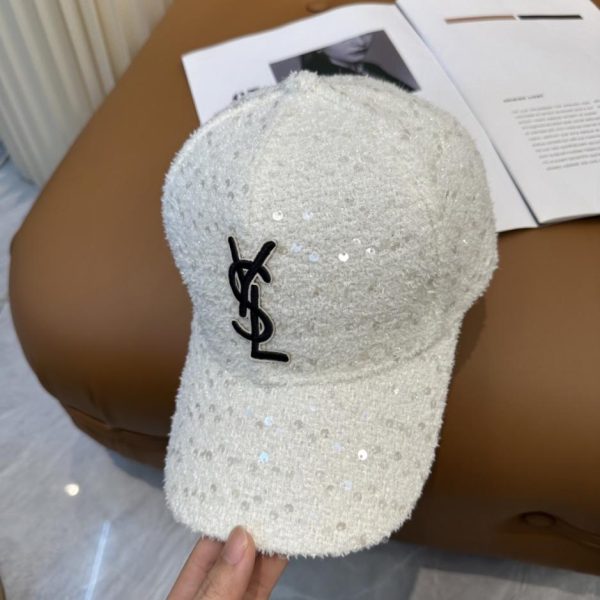 Saint Laurent Autunno/Inverno Nuovo Cappellino da baseball con paillettes (VJSB9)