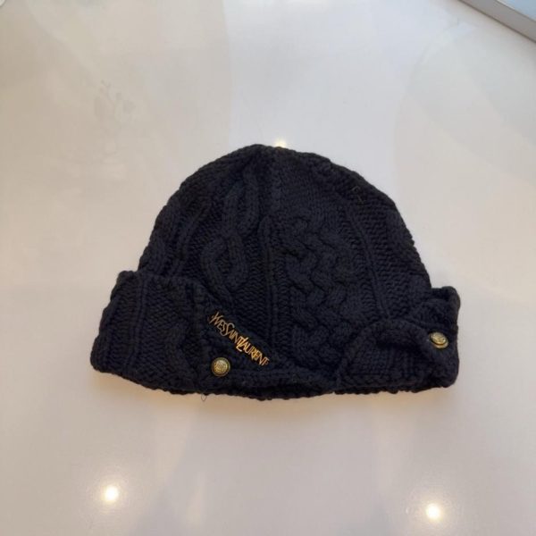 repliche,replica,perfette,siti di,affidabili,migliori siti,dove comprare,1:1,scarpe da ginnastica Berretto lavorato a maglia in lana vergine Saint Laurent con motivo jacquard e berretto unico monofacciale (18W9J)