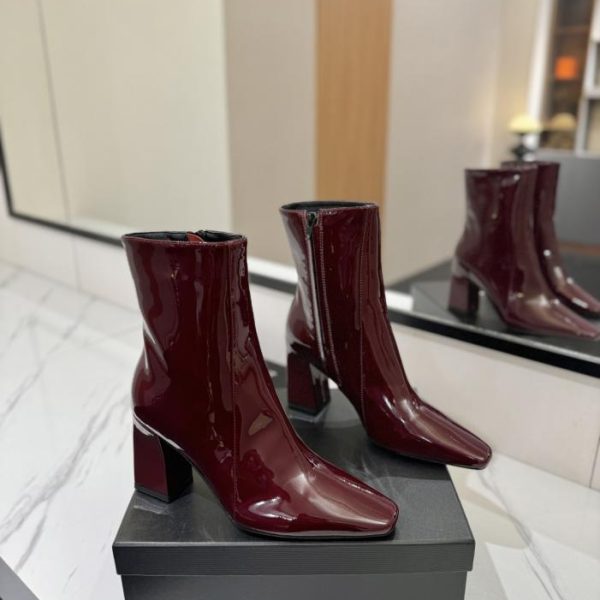 repliche,replica,perfette,siti di,affidabili,migliori siti,dove comprare,1:1,scarpe da ginnastica SAINT LAURENT Beau New Stivaletti in pelle verniciata con cerniera 8 cm (KLFBD)