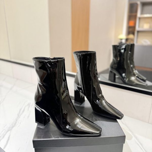 repliche,replica,perfette,siti di,affidabili,migliori siti,dove comprare,1:1,scarpe da ginnastica SAINT LAURENT Beau New Stivaletti in pelle verniciata con cerniera 8 cm (XQZ8F)