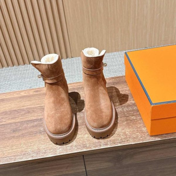 repliche,replica,perfette,siti di,affidabili,migliori siti,dove comprare,1:1,scarpe da ginnastica Stivali Martin Hermes in pelle scamosciata, foderati in pile, con fibbie in metallo, autunno/inverno (UKBB8)
