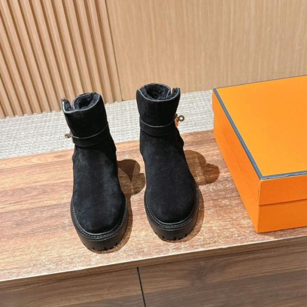 repliche,replica,perfette,siti di,affidabili,migliori siti,dove comprare,1:1,scarpe da ginnastica Stivali Martin Hermes autunno/inverno foderati in pile con fibbie in metallo (Z84A6)