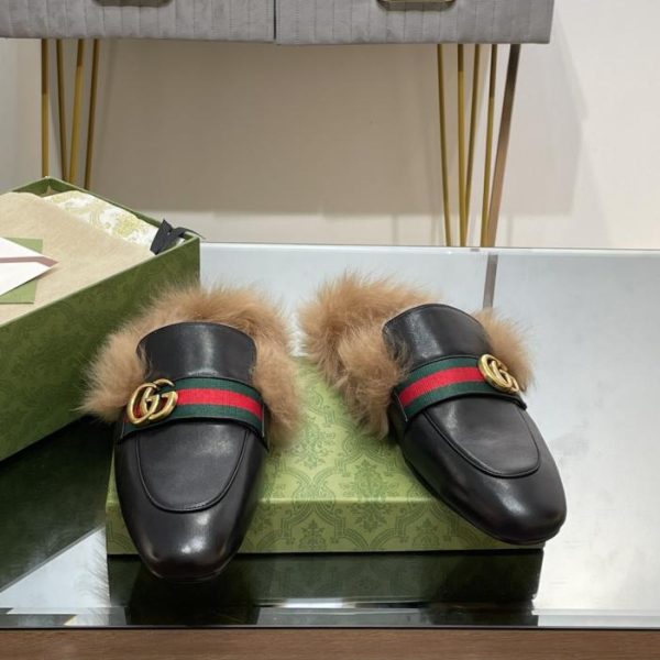 Ciabatte classiche da uomo in pelle di vitello nera Gucci (1QY0V)