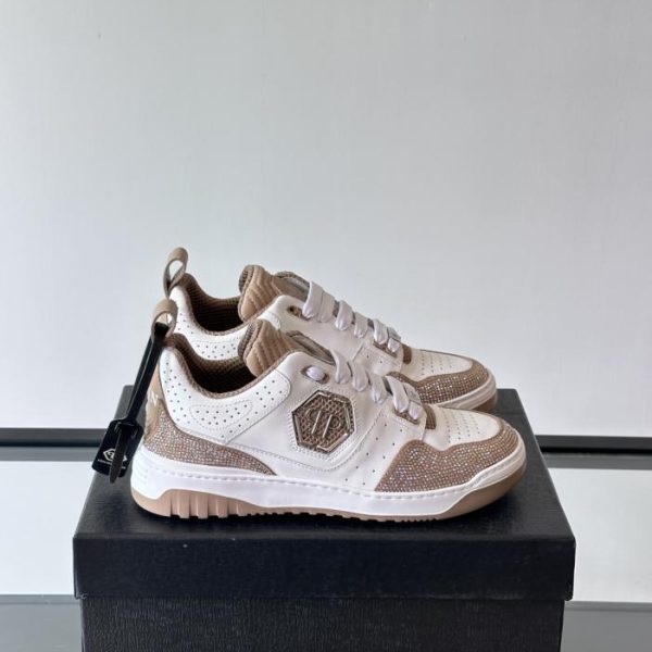 repliche,replica,perfette,siti di,affidabili,migliori siti,dove comprare,1:1,scarpe da ginnastica Contatore / PHILIPP PLEIN, marchio tedesco di streetwear, sneakers basse da uomo con decorazioni in strass e pelle di vacchetta lucida (LUC4Q)