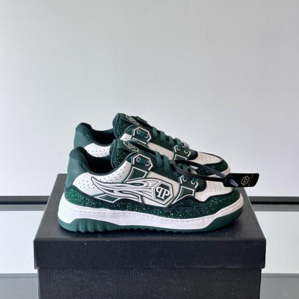 repliche,replica,perfette,siti di,affidabili,migliori siti,dove comprare,1:1,scarpe da ginnastica Contatore / PHILIPP PLEIN, marchio tedesco di streetwear, sneakers basse da uomo in vernice con strass (SQZXR).