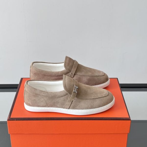 Contatore / Mocassini Hermes Kiddy, pelle di vitello e pelle di capra scamosciata, sneakers con lacci (621F6)