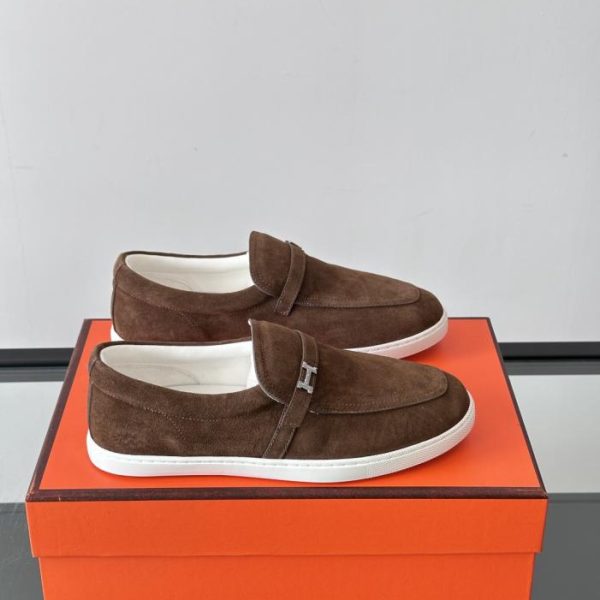 Contatore / Mocassini Hermes Kiddy, pelle di vitello e pelle di capra scamosciata, sneakers con lacci (T6MUQ)