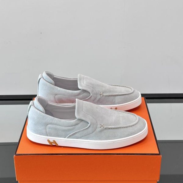 repliche,replica,perfette,siti di,affidabili,migliori siti,dove comprare,1:1,scarpe da ginnastica Contatore / Sneakers con lacci in pelle di capra scamosciata e denim Hermes Kiddy (5Y8AK)