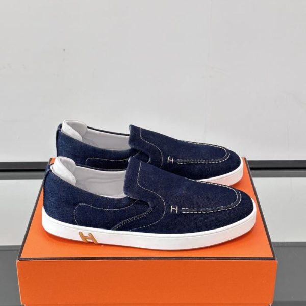 repliche,replica,perfette,siti di,affidabili,migliori siti,dove comprare,1:1,scarpe da ginnastica Contatore / Sneakers con lacci in pelle di capra scamosciata e denim Hermes Kiddy (11D7K)
