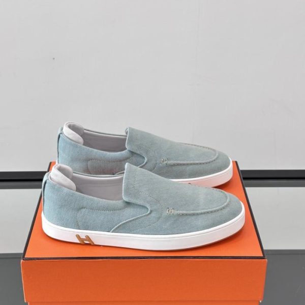 repliche,replica,perfette,siti di,affidabili,migliori siti,dove comprare,1:1,scarpe da ginnastica Contatore / Sneakers con lacci in pelle di capra scamosciata e denim Hermes Kiddy (CK9L7)