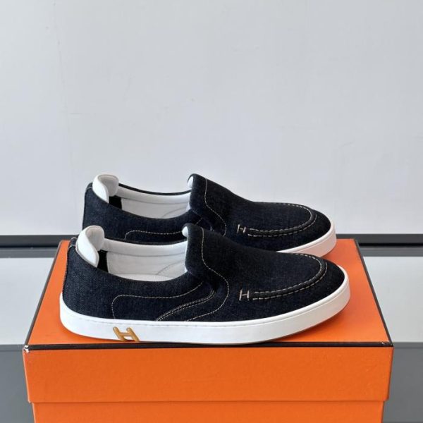 repliche,replica,perfette,siti di,affidabili,migliori siti,dove comprare,1:1,scarpe da ginnastica Contatore / Sneakers senza spalline Kiddy di Hermes, sneakers senza spalline in denim e pelle scamosciata di capra (1QO9E)