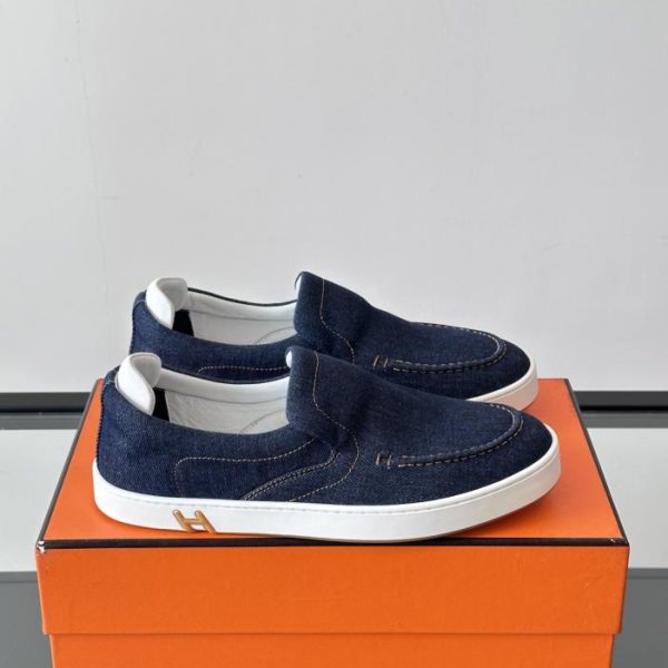 Contatore / Sneakers senza spalline Kiddy di Hermes, sneakers senza spalline in denim e pelle scamosciata di capra (BIN13)