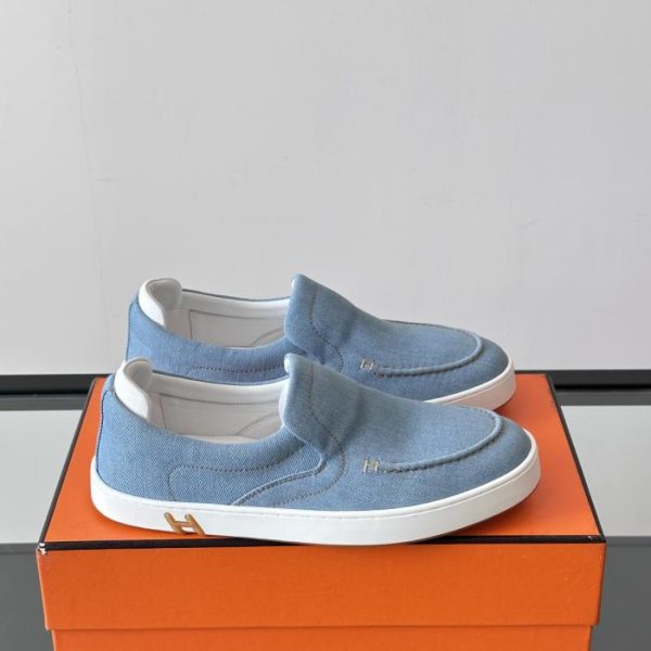 repliche,replica,perfette,siti di,affidabili,migliori siti,dove comprare,1:1,scarpe da ginnastica Contatore / Sneakers senza spalline Kiddy di Hermes, sneakers senza spalline in denim e pelle scamosciata di capra (WFBC8)