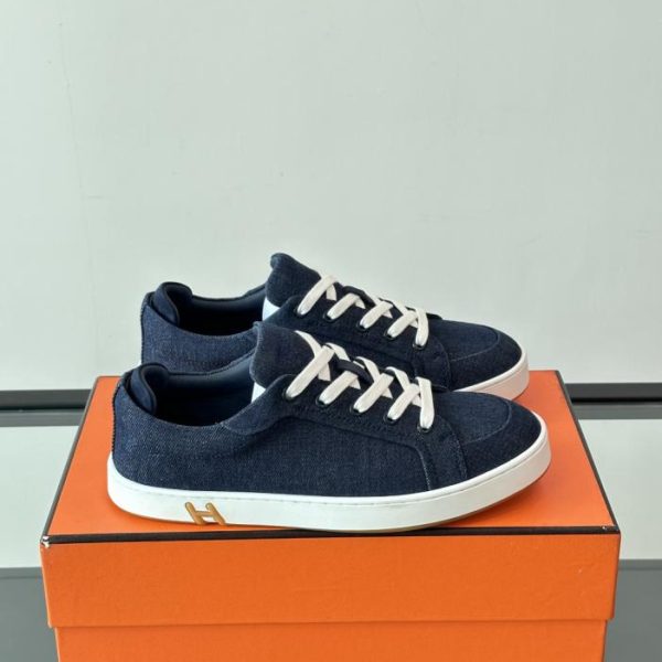 repliche,replica,perfette,siti di,affidabili,migliori siti,dove comprare,1:1,scarpe da ginnastica Contatore / Sneakers Hermes New Kids, Sneakers patchwork in denim e pelle (D8DY8)