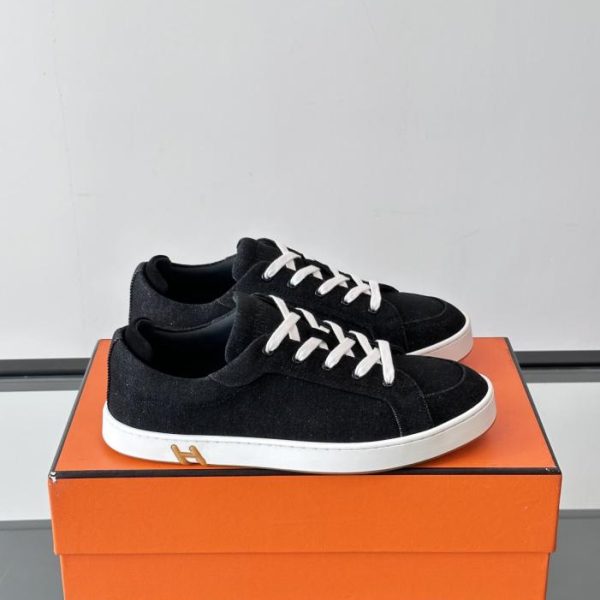 repliche,replica,perfette,siti di,affidabili,migliori siti,dove comprare,1:1,scarpe da ginnastica Contatore / Hermes New Kid Sneakers: Sneakers patchwork in denim e pelle (R93ZO)