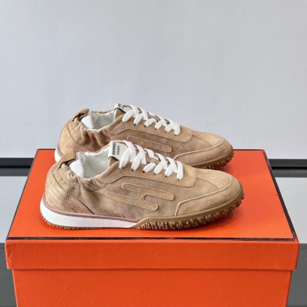 Contatore / Hermès Jet Sneaker Nuove scarpe da ginnastica Archander da coppia, sneakers bianche, sneakers in morbida pelle di vitello traforata (9A3US)