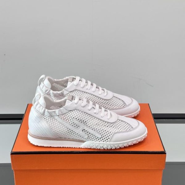 repliche,replica,perfette,siti di,affidabili,migliori siti,dove comprare,1:1,scarpe da ginnastica Contatore / Hermès Jet Sneaker Nuove scarpe da ginnastica Archander da coppia, sneakers bianche, sneakers in morbida pelle di vitello traforata (8FN59)