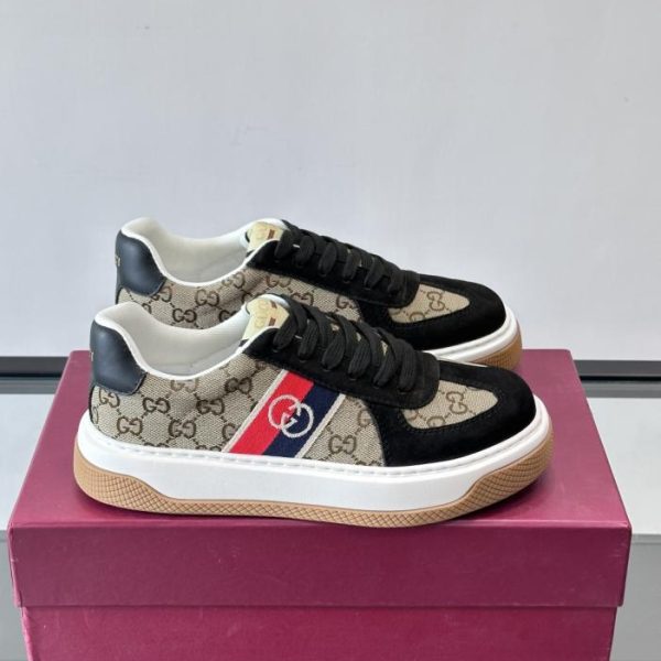 repliche,replica,perfette,siti di,affidabili,migliori siti,dove comprare,1:1,scarpe da ginnastica Contatore / Sneakers da uomo Gucci, patchwork in pelle e denim, monogramma classico con doppia G (KRVH2)