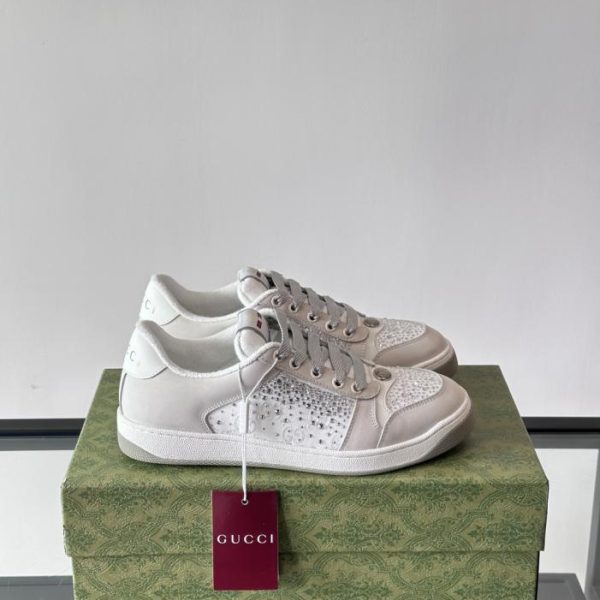 repliche,replica,perfette,siti di,affidabili,migliori siti,dove comprare,1:1,scarpe da ginnastica Contatore / Sneakers Gucci Screener in tessuto anticato con dettagli taglio diamante (QX4DI)