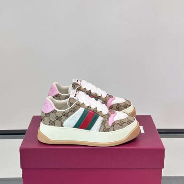repliche,replica,perfette,siti di,affidabili,migliori siti,dove comprare,1:1,scarpe da ginnastica Contatore / Gucci Double Screener, le ultime sneakers con plateau e effetto used, scarpe casual da coppia (E8JV3)