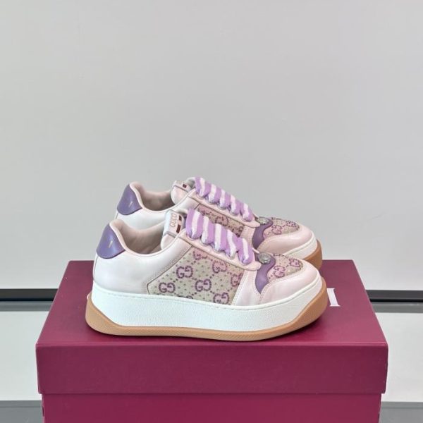 repliche,replica,perfette,siti di,affidabili,migliori siti,dove comprare,1:1,scarpe da ginnastica Contatore / Sneakers Gucci Double Screener con plateau e borchie di strass, ultimo stile paffuto, look sporco, scarpe casual da coppia (7FENC)