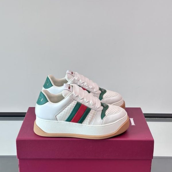 repliche,replica,perfette,siti di,affidabili,migliori siti,dove comprare,1:1,scarpe da ginnastica Contatore / Sneakers Gucci Double Screener con plateau e borchie di strass, ultimo stile paffuto, look sporco, scarpe casual da coppia (UQVJL)