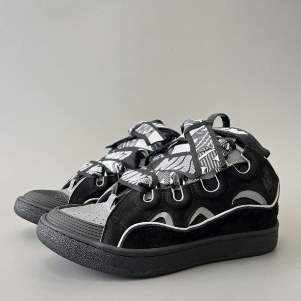 repliche,replica,perfette,siti di,affidabili,migliori siti,dove comprare,1:1,scarpe da ginnastica Sneakers Lanvin in pelle, nere riflettenti (SATM0)