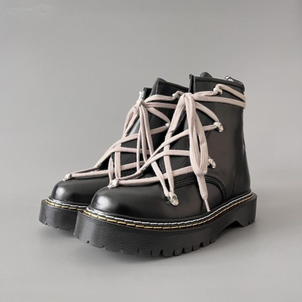 repliche,replica,perfette,siti di,affidabili,migliori siti,dove comprare,1:1,scarpe da ginnastica Stivaletti alla caviglia RICK OWENS x Dr. Martens 1460 in pelle con plateau e 8 occhielli, unisex, neri (335 cm)