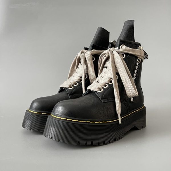 repliche,replica,perfette,siti di,affidabili,migliori siti,dove comprare,1:1,scarpe da ginnastica Stivaletti alla caviglia RICK OWENS x Dr. Martens 1460 in pelle con plateau e 8 occhielli, unisex, neri (KS1S2)