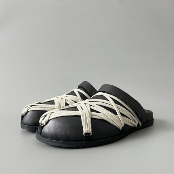 repliche,replica,perfette,siti di,affidabili,migliori siti,dove comprare,1:1,scarpe da ginnastica Scarpe casual basse con punta tonda in pelle di vitello RICK OWENSRO Megalace, nere, unisex (3BSG6)