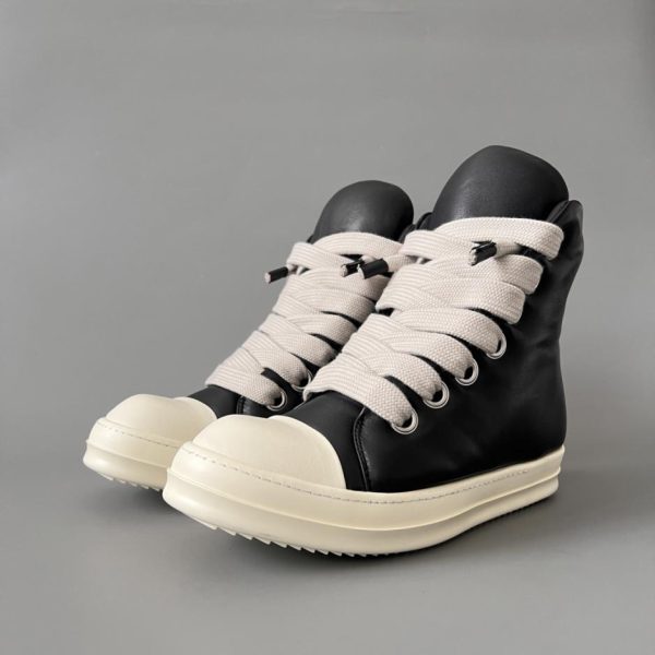 repliche,replica,perfette,siti di,affidabili,migliori siti,dove comprare,1:1,scarpe da ginnastica RICK OWENSRO Mocassini stringati alti in pelle della serie LUXOR di Rick Owens FW23, neri (D1QXV)