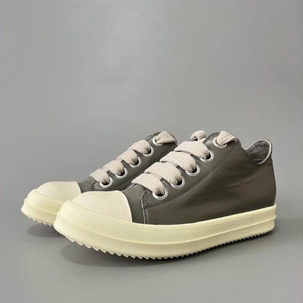 Rick Owens 2022 Nuove scarpe stringate con suola spessa - Main Line Grigio Pelle bassa con lacci (TI59K)