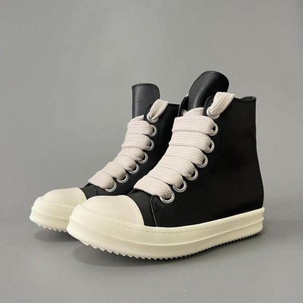 repliche,replica,perfette,siti di,affidabili,migliori siti,dove comprare,1:1,scarpe da ginnastica Rick Owens 2022 Nuova serie di scarpe con lacci spessi – Linea principale in pelle nera con lacci alti (4FVO2)